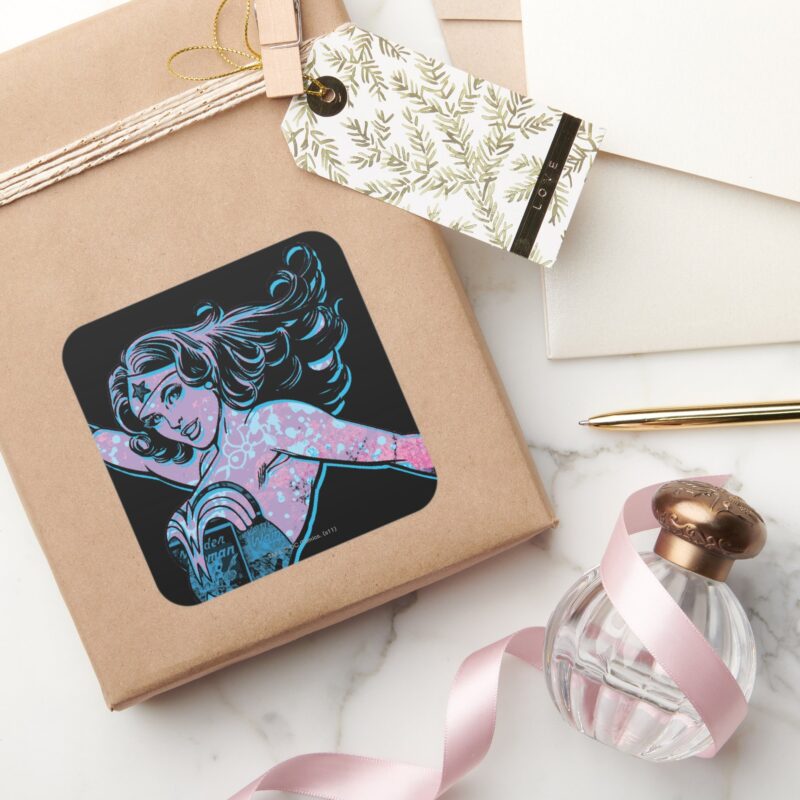 Wonder Woman Colorful Pose Square Sticker