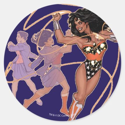 Wonder Woman Diana Prince Transformation Classic Round Sticker