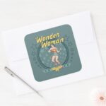 Wonder Woman Distressed Star Design Square Sticker