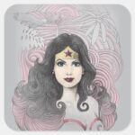 Wonder Woman Eagle And Trees Square Sticker