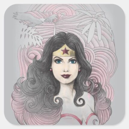 Wonder Woman Eagle And Trees Square Sticker