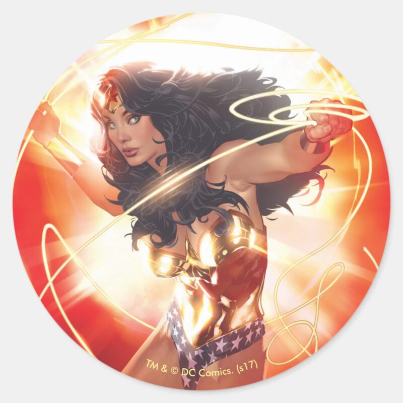 Wonder Woman Encyclopedia Cover Classic Round Sticker