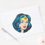 Wonder Woman Face Classic Round Sticker