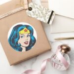 Wonder Woman Face Classic Round Sticker