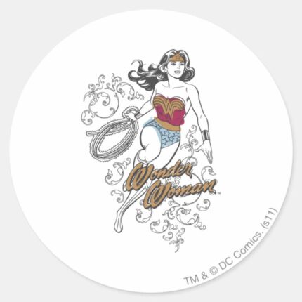 Wonder Woman Flourish Classic Round Sticker
