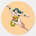 Wonder Woman Flying Forward Classic Round Sticker