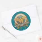 Wonder Woman Foliage Sketch Logo Classic Round Sticker