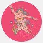 Wonder Woman Freedom Fighter Classic Round Sticker