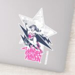 Wonder Woman Glam Rock Flying Character Graphic Sticker