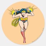Wonder Woman Glowing Cuffs Classic Round Sticker