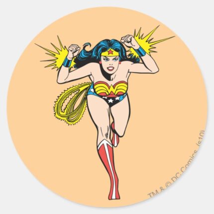 Wonder Woman Glowing Cuffs Classic Round Sticker