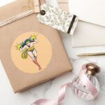Wonder Woman Glowing Cuffs Classic Round Sticker