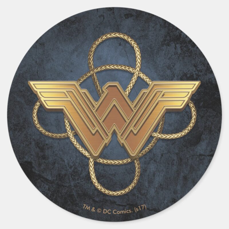 Wonder Woman Gold Symbol Over Lasso Classic Round Sticker