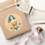 Wonder Woman Hands On Hips Classic Round Sticker