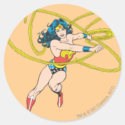 Wonder Woman Holds Lasso 1 Classic Round Sticker