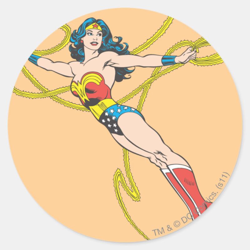 Wonder Woman Holds Lasso 4 Classic Round Sticker