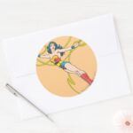Wonder Woman Holds Lasso 4 Classic Round Sticker