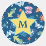 Wonder Woman Icons Phrases Pattern Monogram Classic Round Sticker