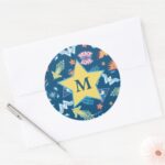 Wonder Woman Icons Phrases Pattern Monogram Classic Round Sticker