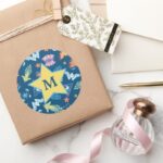 Wonder Woman Icons Phrases Pattern Monogram Classic Round Sticker