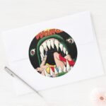Wonder Woman Jaws Classic Round Sticker