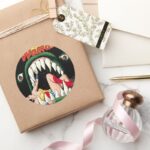 Wonder Woman Jaws Classic Round Sticker