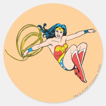Wonder Woman Jumping Classic Round Sticker