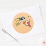 Wonder Woman Jumping Classic Round Sticker