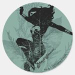 Wonder Woman Landing Foliage Graphic Classic Round Sticker