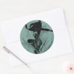 Wonder Woman Landing Foliage Graphic Classic Round Sticker