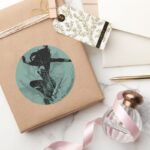 Wonder Woman Landing Foliage Graphic Classic Round Sticker