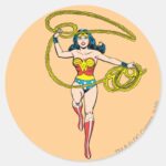 Wonder Woman Lasso Over Head Classic Round Sticker