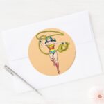 Wonder Woman Lasso Over Head Classic Round Sticker