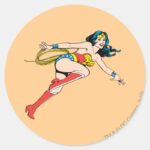 Wonder Woman Leap Right Classic Round Sticker