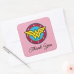 Wonder Woman Logo New Baby Coming Soon Square Sticker