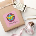 Wonder Woman Logo New Baby Coming Soon Square Sticker