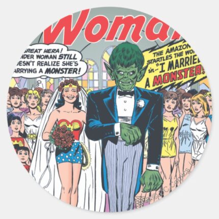 Wonder Woman Married A Monster Classic Round Sticker