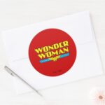 Wonder Woman Name And Logo Classic Round Sticker
