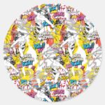 Wonder Woman Neon Pattern Classic Round Sticker