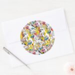 Wonder Woman Neon Pattern Classic Round Sticker