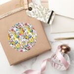 Wonder Woman Neon Pattern Classic Round Sticker