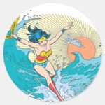 Wonder Woman Ocean Sky Classic Round Sticker