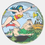 Wonder Woman Paradise Island Classic Round Sticker