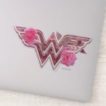 Wonder Woman Pink Camellia Flowers Logo Sticker