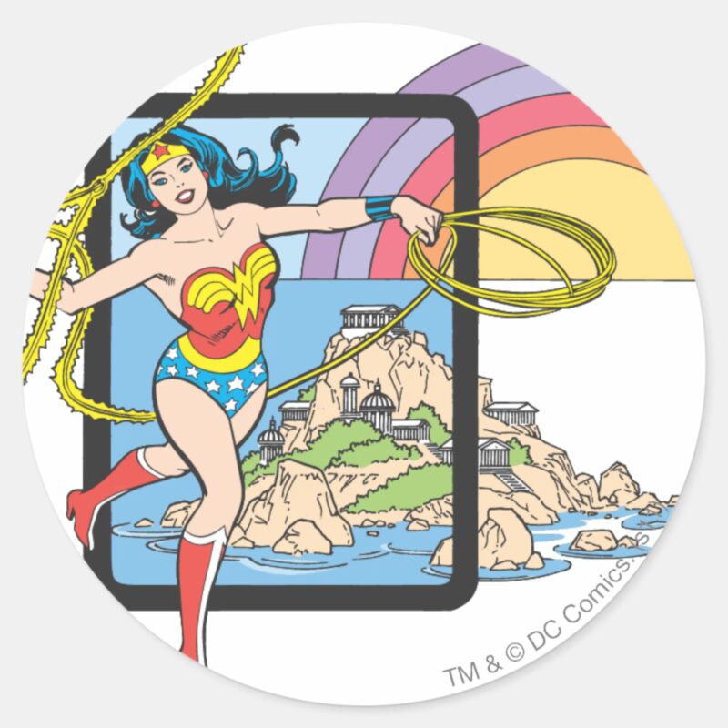 Wonder Woman Rainbow Classic Round Sticker