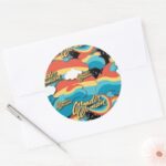 Wonder Woman Rainbow Clouds Pattern Classic Round Sticker
