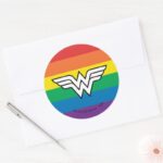 Wonder Woman Rainbow Logo Classic Round Sticker