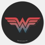 Wonder Woman Red Blue Gradient Logo Classic Round Sticker