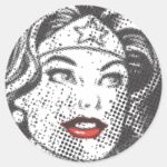 Wonder Woman Red Lips Classic Round Sticker