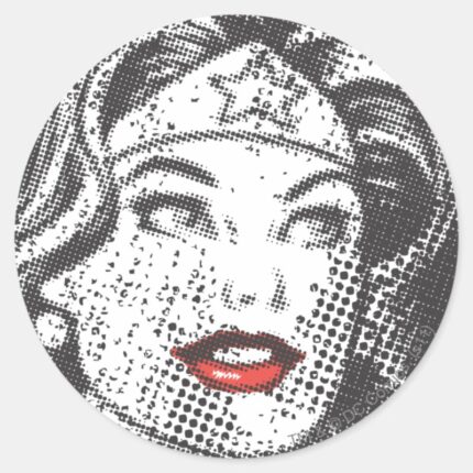 Wonder Woman Red Lips Classic Round Sticker